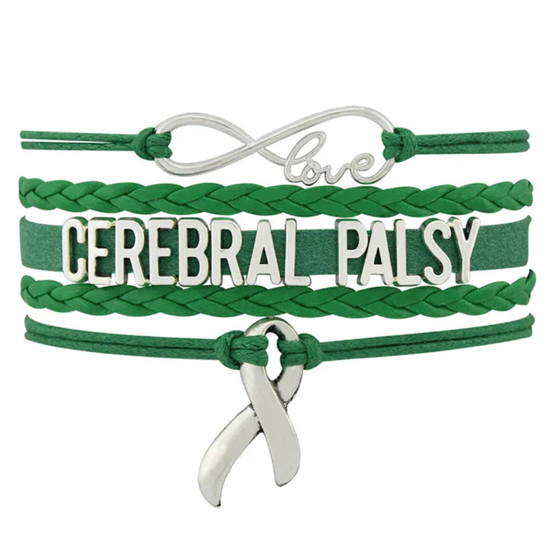 Cerebral Palsy Grandma Auntie Nana Be Brave Cure Warrior Fighter Survivor Mom Hope Faith Love Green Ribbon Awareness Bracelet