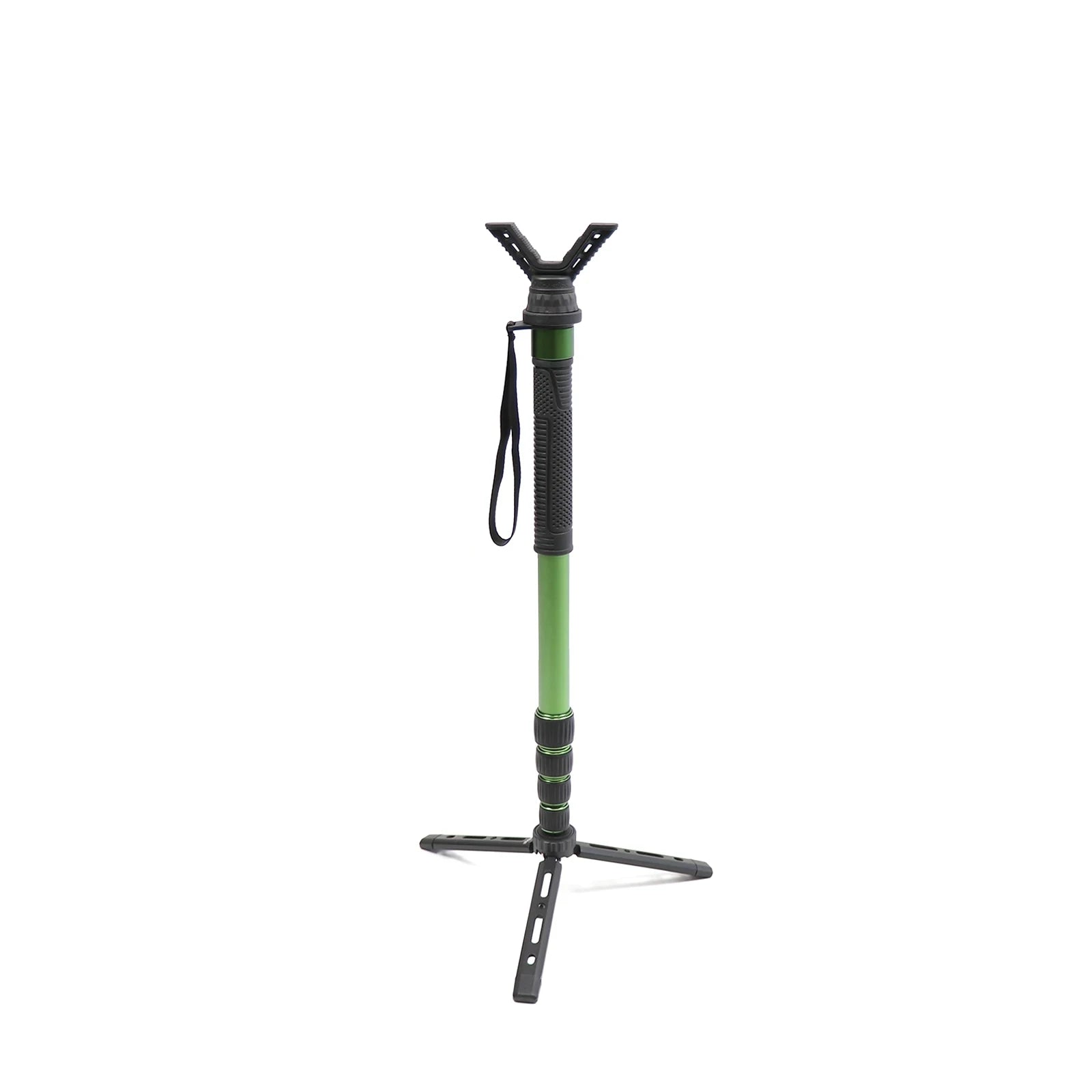 Green Shooting Stick Aluminum Shooting Hunting Monopod Adjustable Professional Rest with V Yoke Holder for Hunting Outdoors