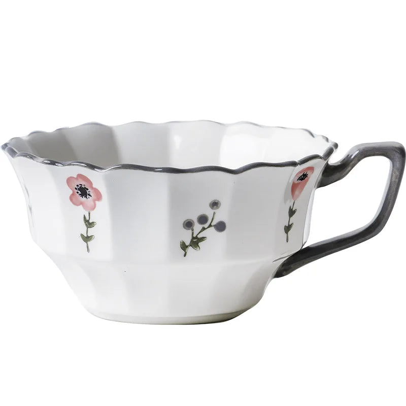 Solhui Ceramic Fresh Floral Tableware Dinner Plate Salad Bowl Housewares Kitchen Cups and Plates Utensils MegaBDM
