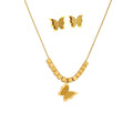 Women Fashion Tarnish Free 18k Gold Plated Butterfly Necklace Earrings Set Jewelry 316L Stainless Steel 2 Pcs Jewelry Set