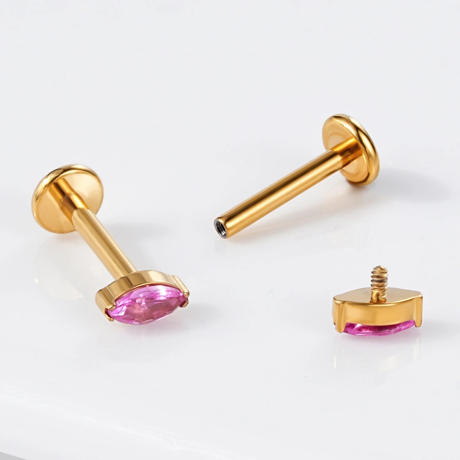 Toposh Wholesale Internally Threaded Lip Stud Titanium Labret Flat Back Earring Piercing Jewelry CZ G23 Weddings Children