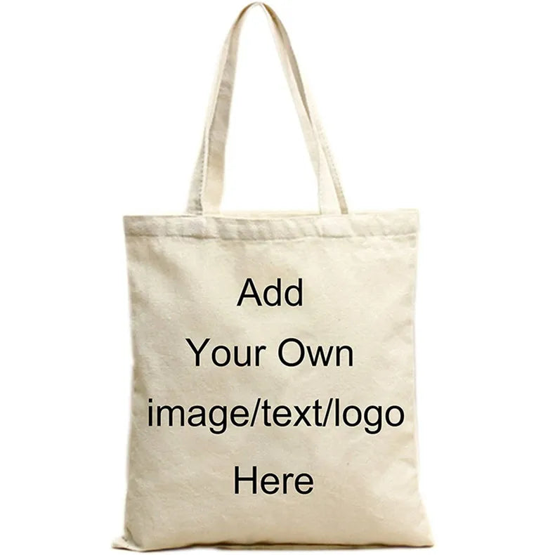 Custom with Letter Logo Printed Eco-Friendly Recyclable and Durable Folding Style Pattern Shopping Tote Cotton Canvas Bag