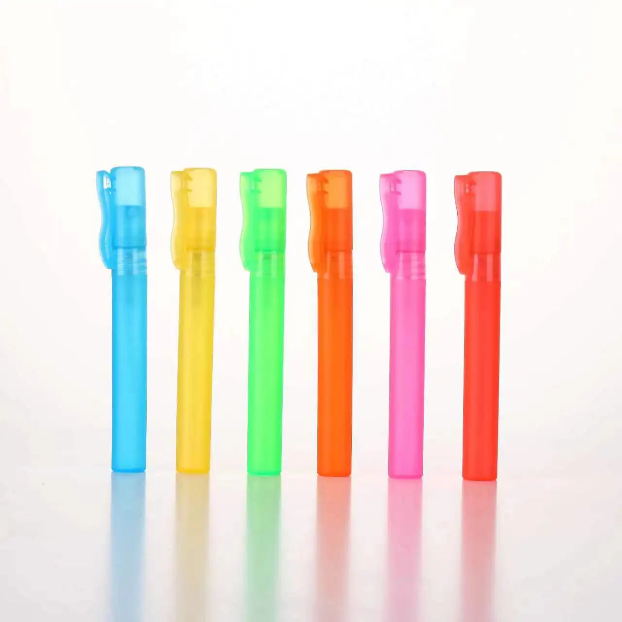 Refillable Colorful PP Plastic Mini Pocket Sized 10ml Atomizer Scent Sample Spray Pen Shaped Perfume Bottle with Clip