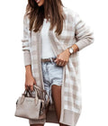 S-2XL Autumn Cardigan Women's Striped Cardigan Sweater Plaid Long Women's Knitted Cardigan
