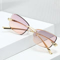 Cutting Lens Rimless 2026 Metal cat Eye Frameless Gradient Diamond Uv400 Driving Unisex Personality Sunglasses