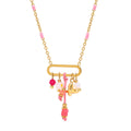 J&D 18k Gold Plated Stainless Steel Oil Drop Colored Crystal Pendant Clip Bead Pearl Necklace