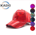 Colorful Patent Leather Curved Brim Unisex Baseball Cap Preppy Shiny Hip Hop Street Dance Skateboard Peaked Cap Sporty Style
