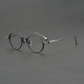 Vintage Sage Green Titanium Oval Eyeglasses Frames with Handcrafted Gold Silver Temples for Unique Fashion Optical Glasses