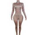 2026 Long Sleeve Pearls Rhinestone Spandex Bodysuits Bodycon Romper Women Night Club DJ Dance One Piece Jumpsuit Festival Outfit