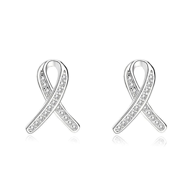 925 sterling silver minimalist fashion full diamond cross studs temperament geometric X shape stud earrings