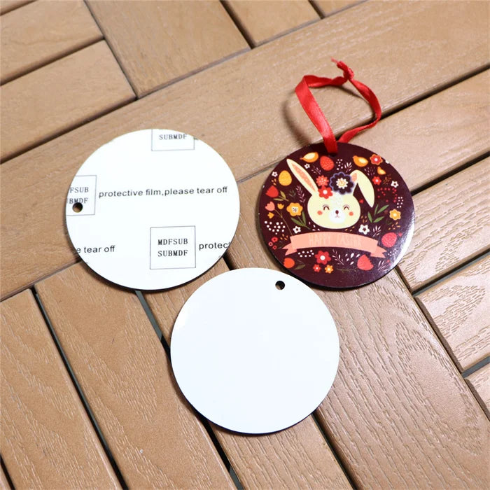 MDFSUB Can Customized 3 Inch Sublimation Hanging Ornament Blank 3mm Glossy White Blank Mdf Ornament for Sublimation Printing