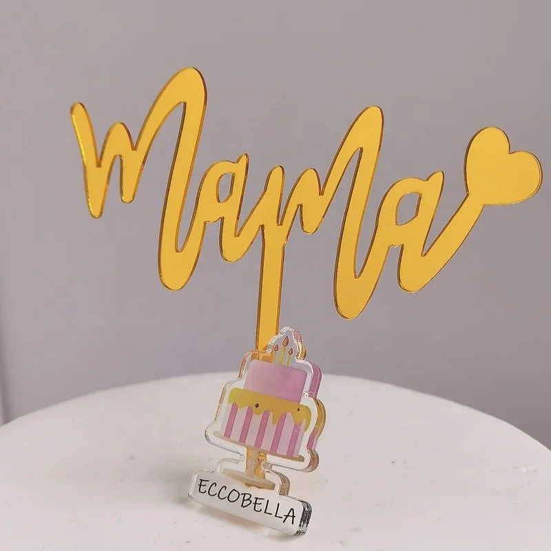Happy Birthday Mom Acrylic Cake Topper for Mother's Day Party Decorations and Cake Accessories