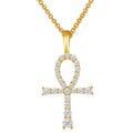 Dropshipping Fashion Sparkling Jewelry 925 Sterling Silver VVS Moissanite Diamond Ankh Cross Pendant Necklace for Men Women MegaBDM