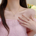 Tarnish Free Stainless Steel Cubic Cz Zircon Love Heart Necklace 18K Gold Pink Diamond Heart Pendant Necklace