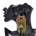 Vintage Golden Bell Pendant Long Chain Tassel Earrings for Women