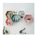 Home Decoration Hexagonal Wooden Shelf Living Room Wall Hanging Bedroom Multi-layer Bookshelf Free Punching