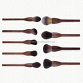 High Quality Professional 9pcs Coffee Wooden Handle Fan Brush EyeShadow Foundation Brush Makeup Brushes Set