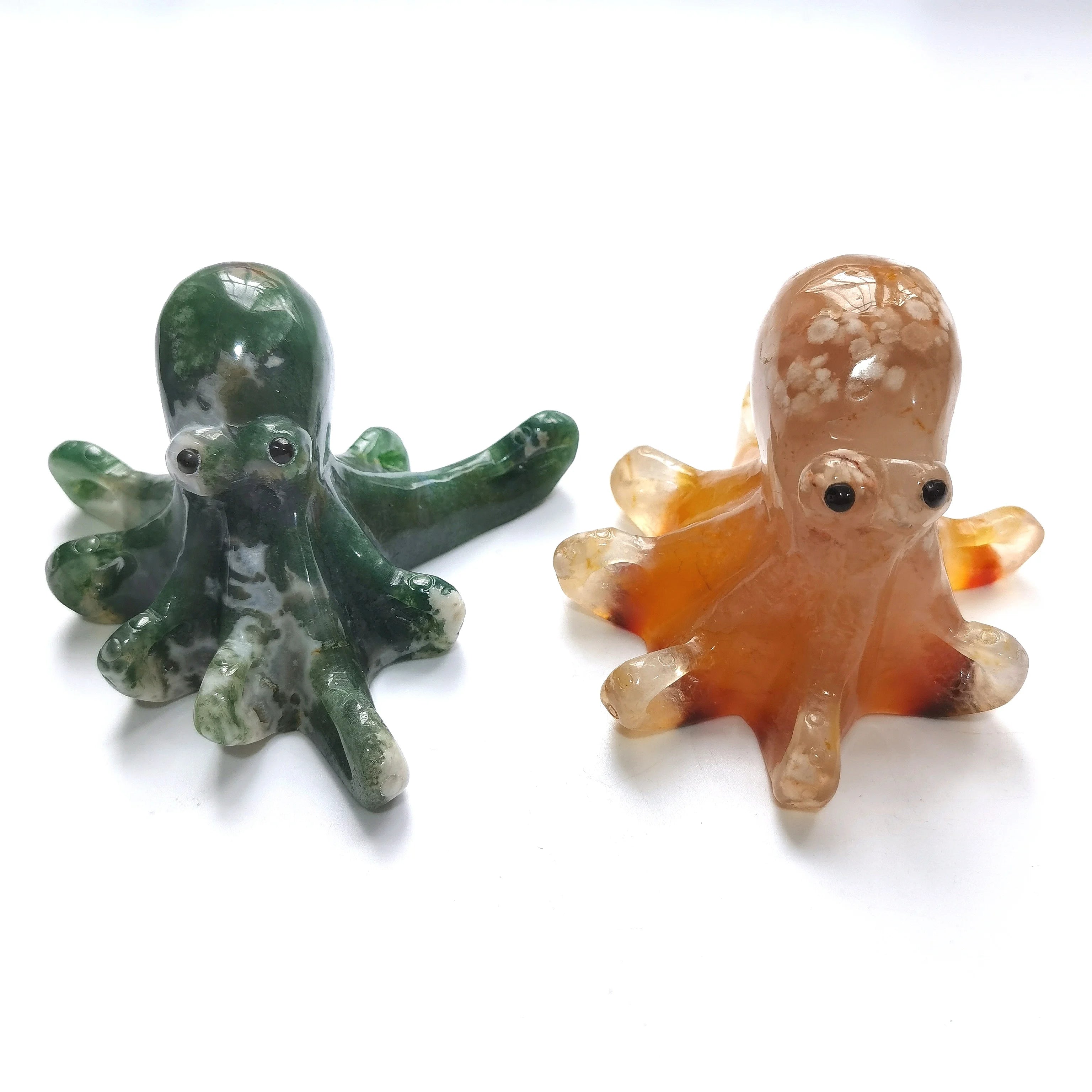 Crystal Octopus Wholesale Natural Hand Carved Crystal Quartz Flower Agate Octopus Crystal Carving for Gift
