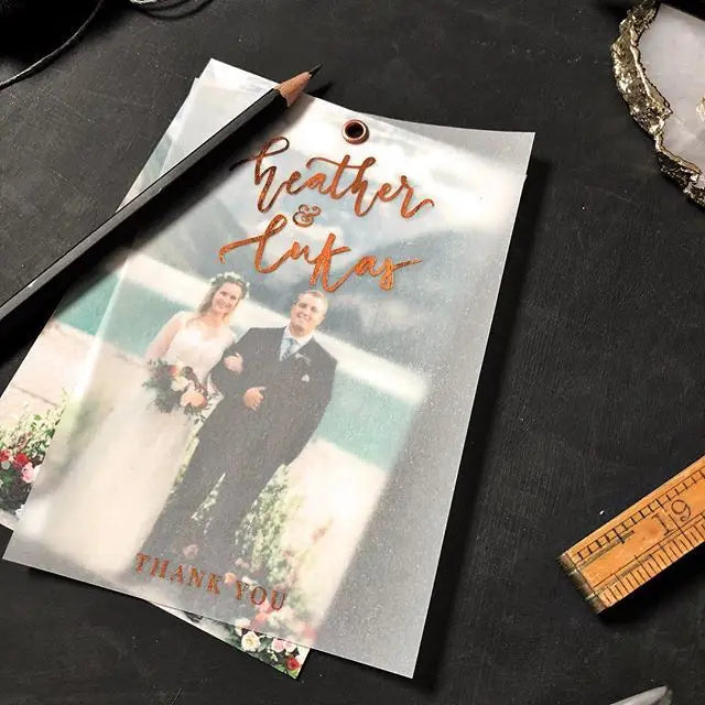 New Design Vellum Paper Wedding Invitation Cards with Wedding Picture and Photo Custom Greeting Cards Wishing Well Cards
