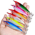 10CM 10G Glow in Dark Luminous Squid Fishing Lures Wood Shrimp Prawn Tackle Hooks Squid Jig
