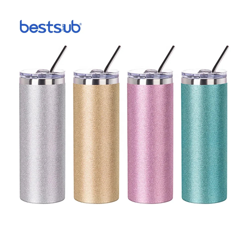 BestSub Sublimation Mug Blanks Products Vacuum Sublimation Mug Supplier Glitter Skinny Stainless Steel Tumbler