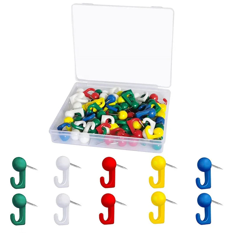 50pcs/pack Map Push Pin with Hook Map Tacks Office Push Pins