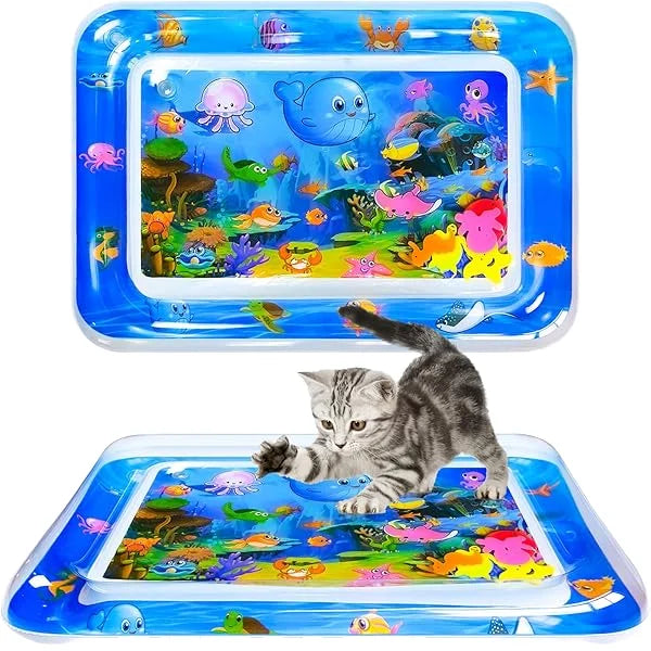 Thickened Water Sensory Cat Play Mat Fish Design Interactive Water Sensor Pet Mat for Indoor Cat Entertainment