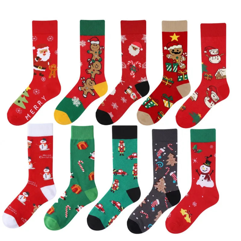 Whale Wholesale Custom Cotton Gifts Socks Plus Size Men Christmas Santa Claus Gingerbread Snowman Holiday Socks
