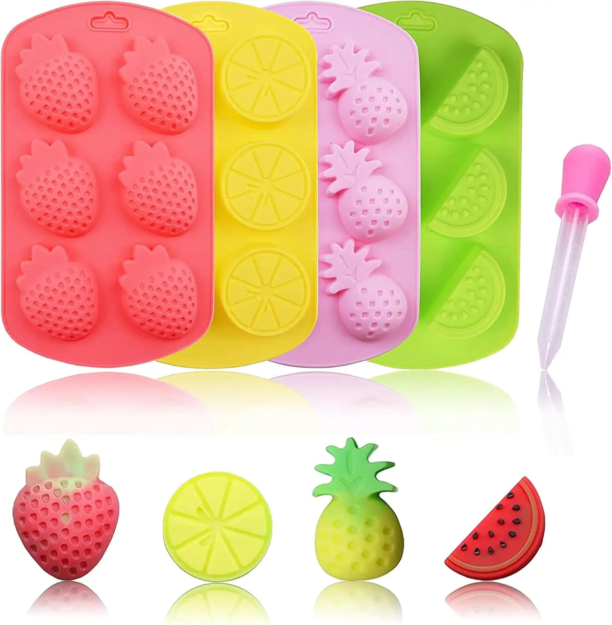 3D Fruit Shaped Silicone Molds Pineapple Orange Watermelon Strawberry for DIY Cake Biscuit Soap Pudding Chocolate Candy Candle