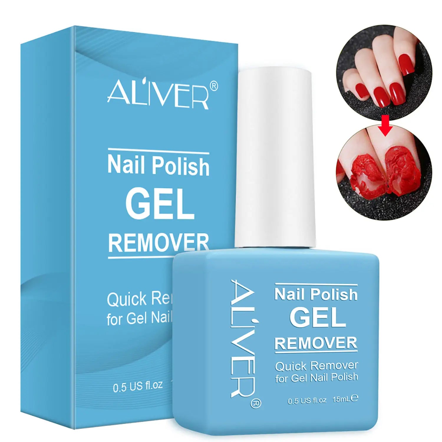 ALIVER Custom Organic Magic UV Gel Nail Polish Remover Fast and Safe Gel Nail Polish Remover Soak Off Cleaner 15ml