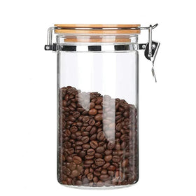 550ml Borosilicate Glass Storage Jars with Airtight Wood Lid Small Hinged Clamp Food Storage Containers for Back School