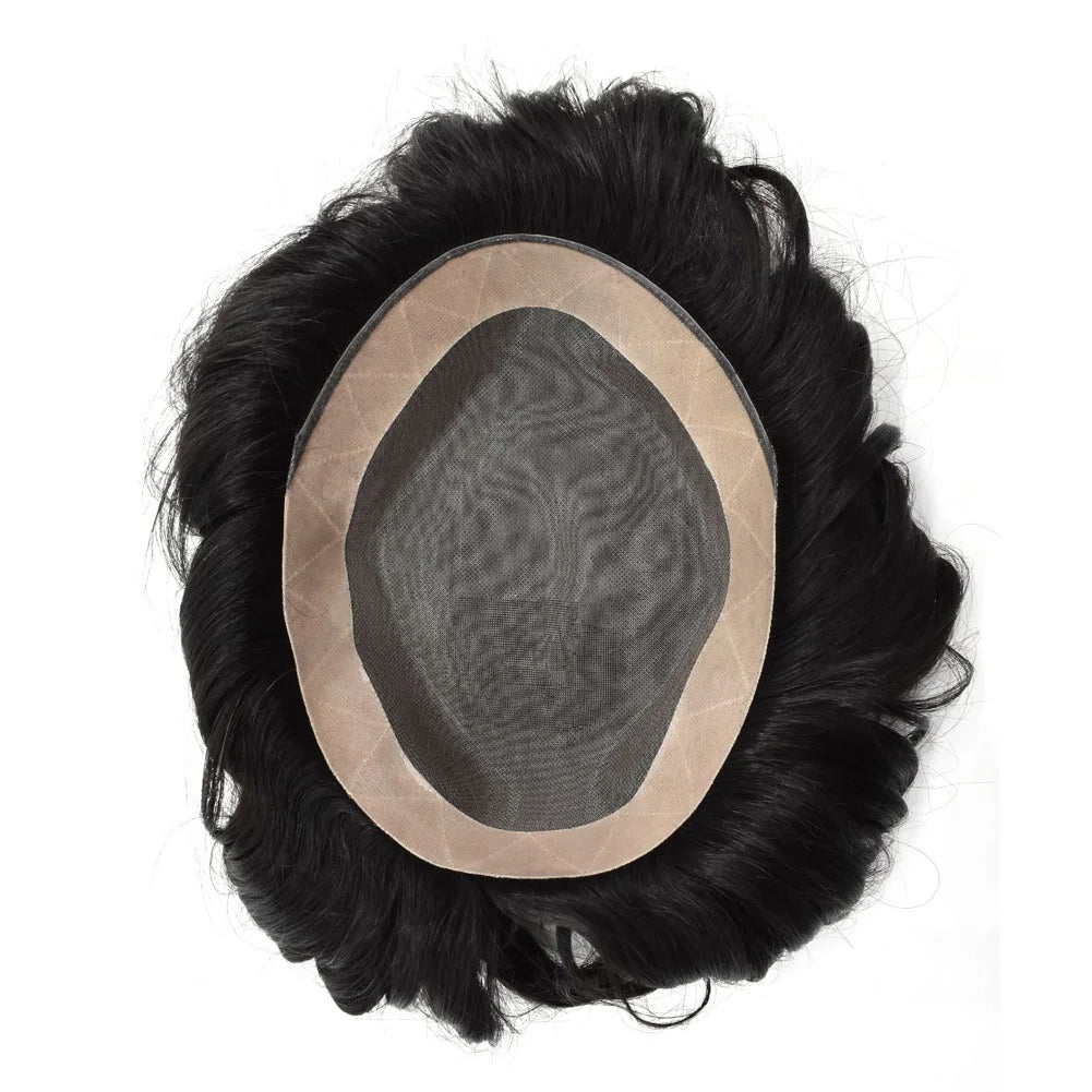 Mono Natural Human Hair Men's Wig Toupee Real Remy Hair System for Men Toupee