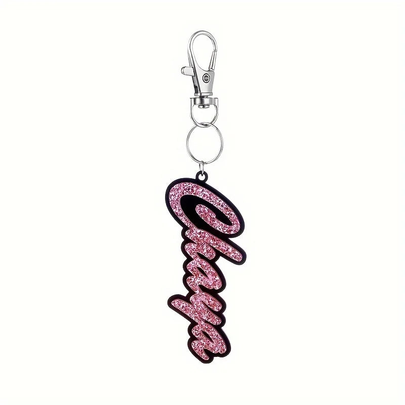 Wholesale Cute Name Color Ladies Keychain Pink Girly Diamond Set 3d Keychain