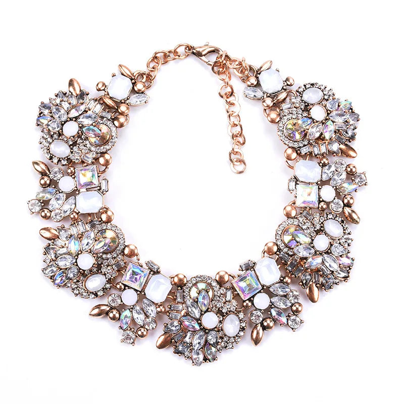 Short Necklace Women's Fashion Jewelry Full of Diamonds Exaggerated Flower Crystal Necklace