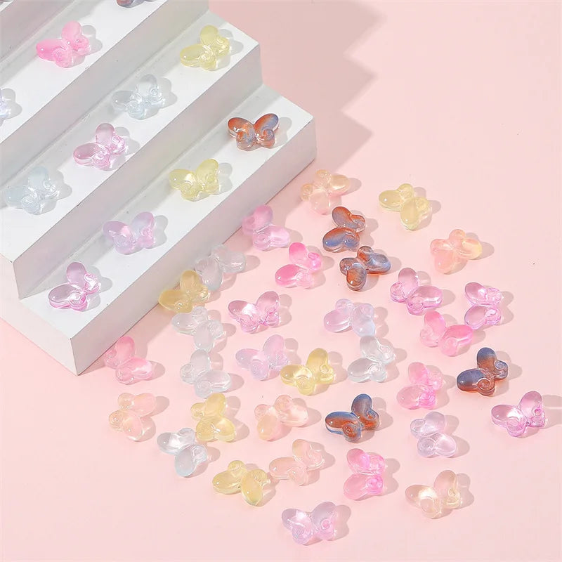 Hot Sale 10*14mm Fat Butterfly Glass Straight Hole Beads DIY Handmade Crystal Beads