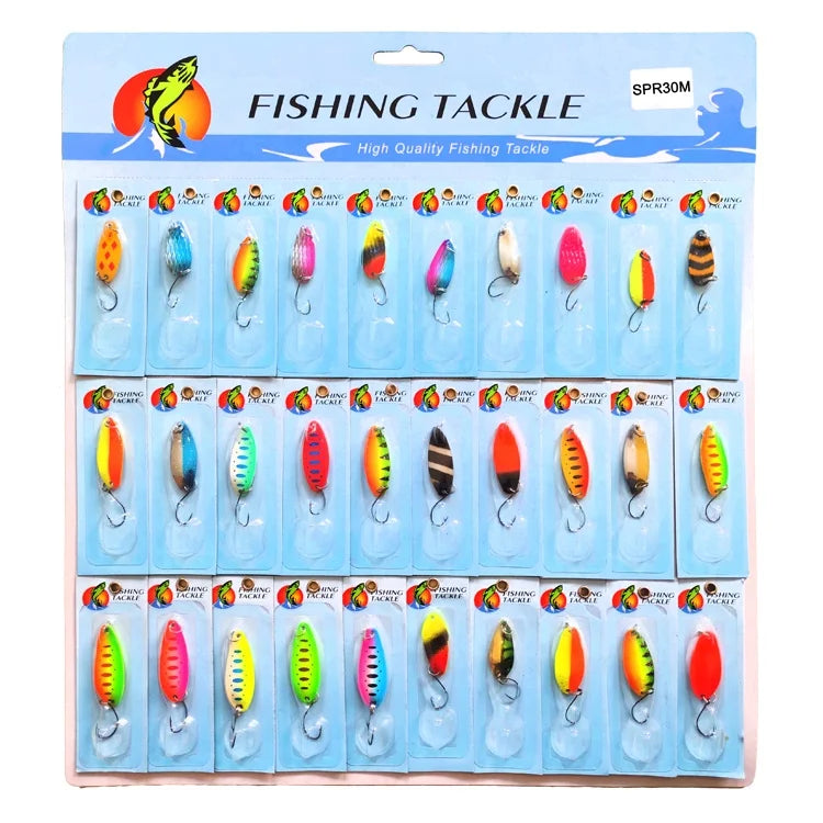 Paper Card Set Spinner Spoon Hard Lure Soft Baits Artificial Assorted Wobblers Fishing Lure Set Fishing Tackle Hot Sales 30pcs