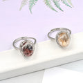 Single Stone Exquisite 10*12mm Brass Ring Natural Phantom Crystal Gem Stone Ring
