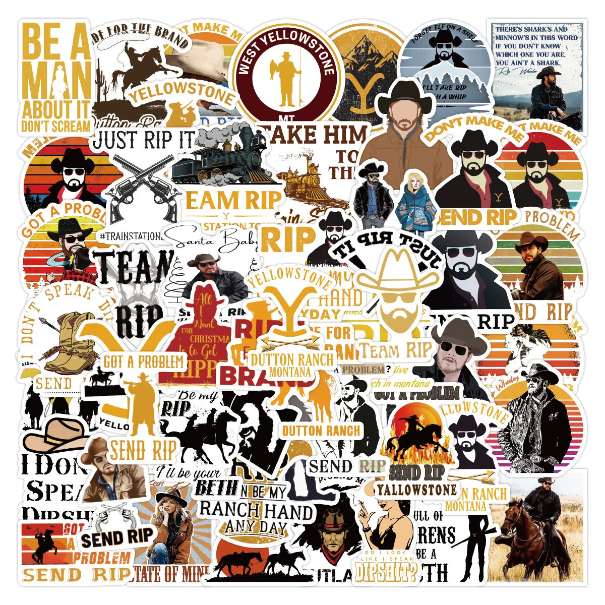 TV show cowboys decals 50PCS Yellow stone Season 4 stickers