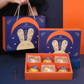 New Design Printed logo Mooncake Box Luxury Foldable Moon Cake Packaging Paper Gift Box with Handle