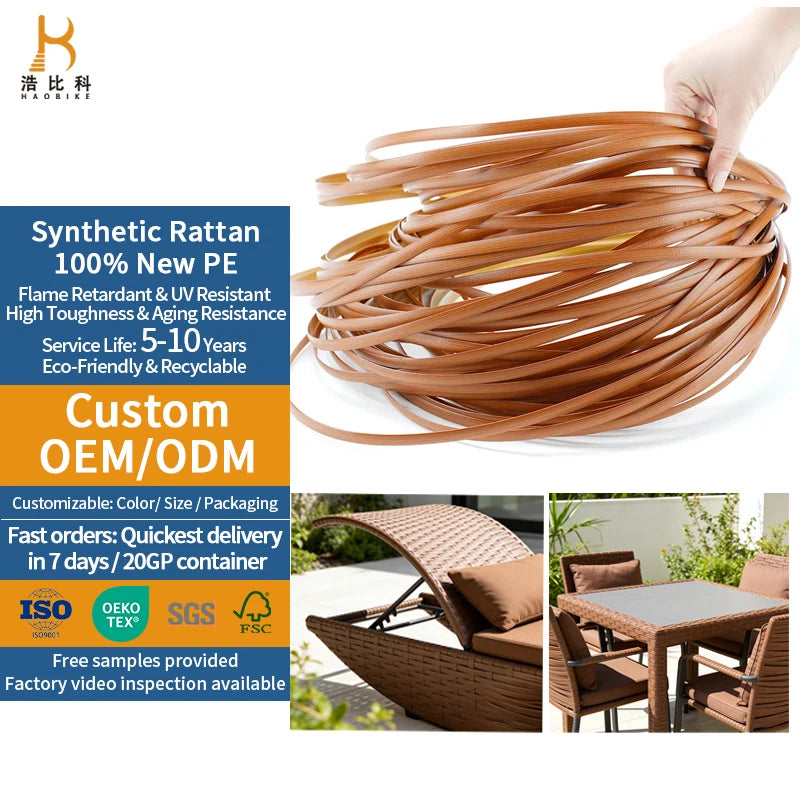Wholesales Simulation Rattan Strips Wicker Synthetic Flat Pe Rattan Weaving Material