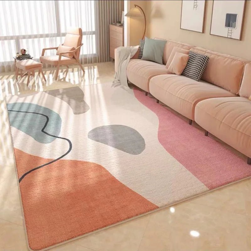Modern Square Thick Low Pile Non-Slip Flannel Velvet Carpet Washable Indoor Home Decor Machine Made of Polyester Novelty Pattern