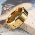 X127 Wholesale Men's Tungsten Steel Ring Beveled Polished Gold Plated Tungsten Finger Ring for Men