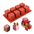 New 8 Cavity Cube Cake Silicone Mold  Square Mousse Cake Baking Mold French Dessert Molds for Chocolate Brownie Bites Pastry