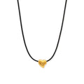 Chris April 316L Stainless Steel Hand Crafting Wax Rope Hollow Heart Charm Chain Necklace