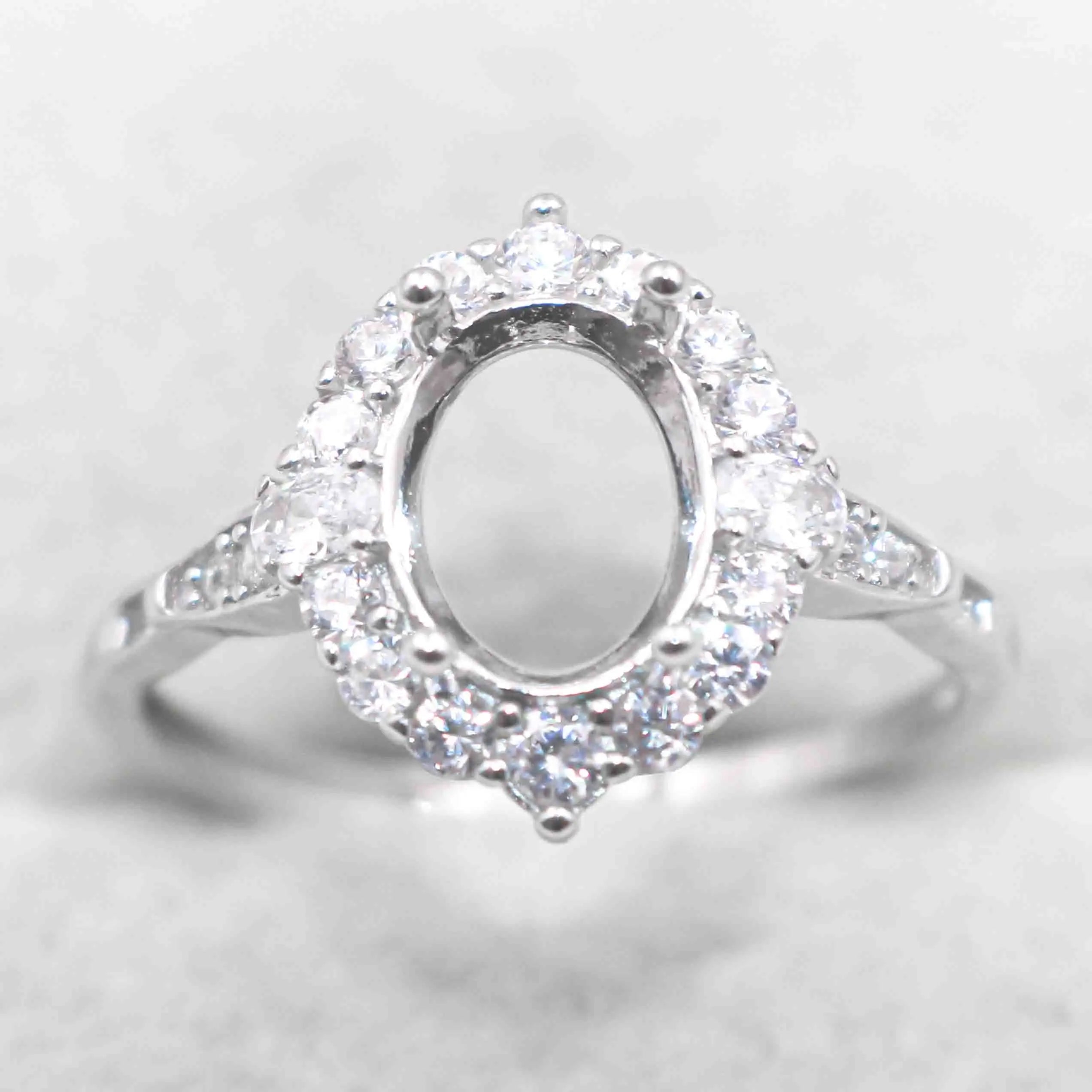 Semi Mount 7*9mm Sterling Silver Ring Empty Frame Blank Support Claw Setting S925 Base Holder Without Center Stone for DIY Inlay