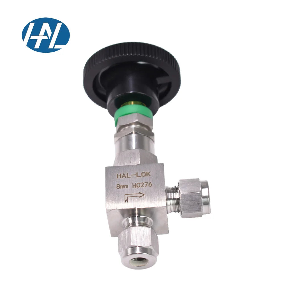 Hot Sale HAL-LOK FASS-04 Hao Liu Manual Double Ferrules Needle Valve High Pressure Right Angle Stainless Steel Gas Media 1/4 In