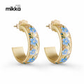 Wholesales 18K Stainless Steel Gold Women Fashion Jewelry Stud Earrings Printed Cartilage Earring