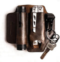 Genuine Leather Men Waist EDC Tool Bags Knife Belt Flashlight Holster Sheath for Outdoor Defense