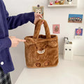 Women Girls Cute Dog Plush Fluffy Letter Pattern Shoulder Tote Bag with Custom Logo for Winter Shopping