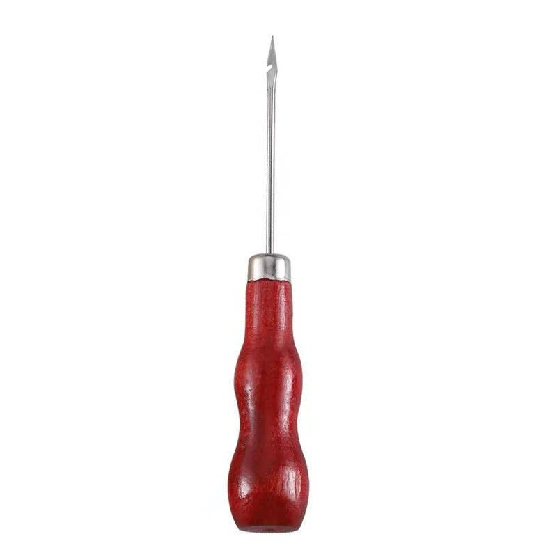 Factory Wholesale DIY Sole Punching Wooden Handle Stainless Steel Crochet Hook Sewing Accessory Embroidery Cross Stitch 12.5cm